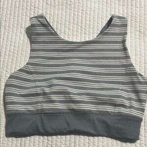 Athleta Striped Gray and White Sports Bra
